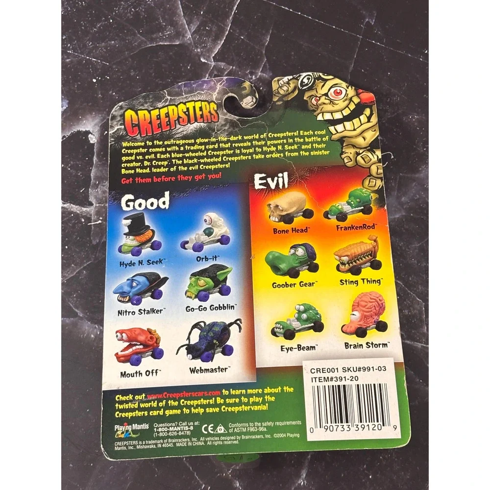 2004 Playing Mantis Creepsters Glows in the Dark Monster Head Die Cast Eye Beam